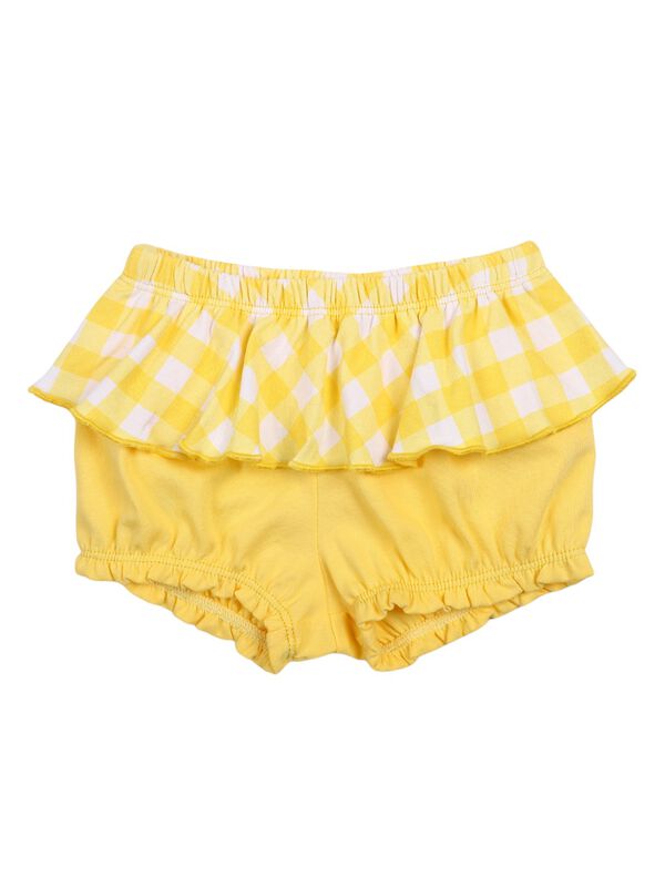 Girls White & Yellow Printed T- Shirt with Short Pants image number 2